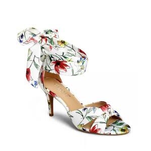 Aerosoles Market Floral Sandals | White Ankle Bow Heels | 7M